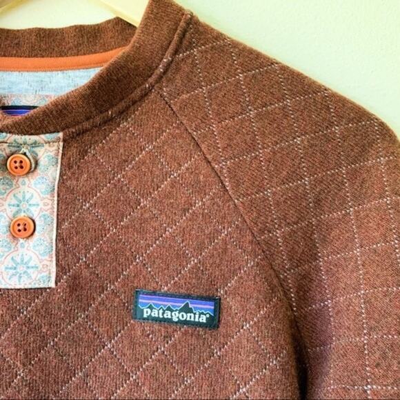 Patagonia Women's Wool Blend Diamond Quilt Henley Burnished Red Size XS - Picture 6 of 10